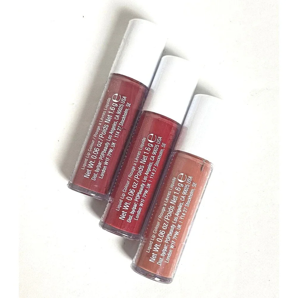 Pop Beauty Lot of 3 Permanent Pout Lip Color Rose / Berry / Blush New Sealed